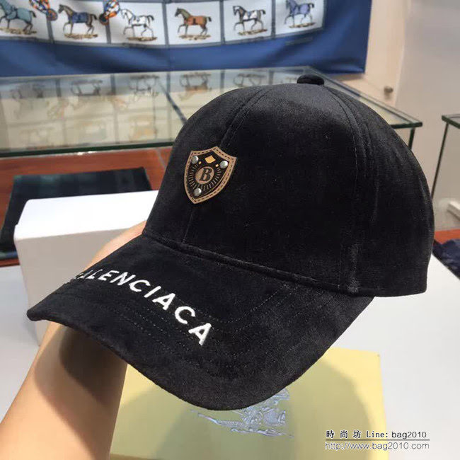 BALENCIAGA巴黎世家 原單刺繡LOGO款 時尚潮流燈芯絨棒球帽 LLWJ8593